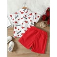 thumbnail image 3 of Genuiskids Toddler Baby Boy Valentine's Day Clothes Short Sleeve Lapel Neck Letters Heart Print Shirt Tops Shorts Pants Casual Kids Summer Outfits, 3 of 9