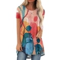 thumbnail image 1 of Pisexur Women's Dressy Tops Fashion Floral Short Sleeve Scoop Neck Plus Size Tops Button Side T Shirts Loose Fitting Tunic Solid Color Tops Blouse, 1 of 5