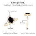 thumbnail image 6 of Rosec Jewels Real Black Spinel Teardrop Engagement Ring with Halo - Black Spinel Diamond Ring - 5X7 mm Pear Shape - AAA Quality, 14K Yellow Gold, US 7.50, 6 of 9