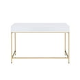 thumbnail image 3 of Two Drawers Wooden Desk with Tubular Metal Base, White and Gold, 3 of 4