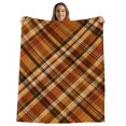 thumbnail image 2 of Orange Buffalo Plaid Fleece Throw Blanket for Couch, Fall Thanksgiving Checkered Microfiber Flannel Blanket for All Season, Lightweight Soft Throw Blankets for Gifts, Home Decor, 32"x47", 2 of 9