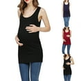 thumbnail image 1 of Débardeur de Maternité Décontracté, Haut d'Été Sans Manches, Mélange de Coton Extensible, Design Col Rond, pour Usage Quotidien, Confort Léger, Tenue Décontractée à la Mode, Couleur Unie, Haut d'Occasion, Style Tendance, 1 of 8