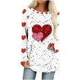 thumbnail image 1 of Diufon Hauts de la Saint-Valentin pour Femmes Manches Longues Col Rond Chandail Chemise Tendance Mignonne Robe Imprimée à Sequins Blouse, 1 of 4