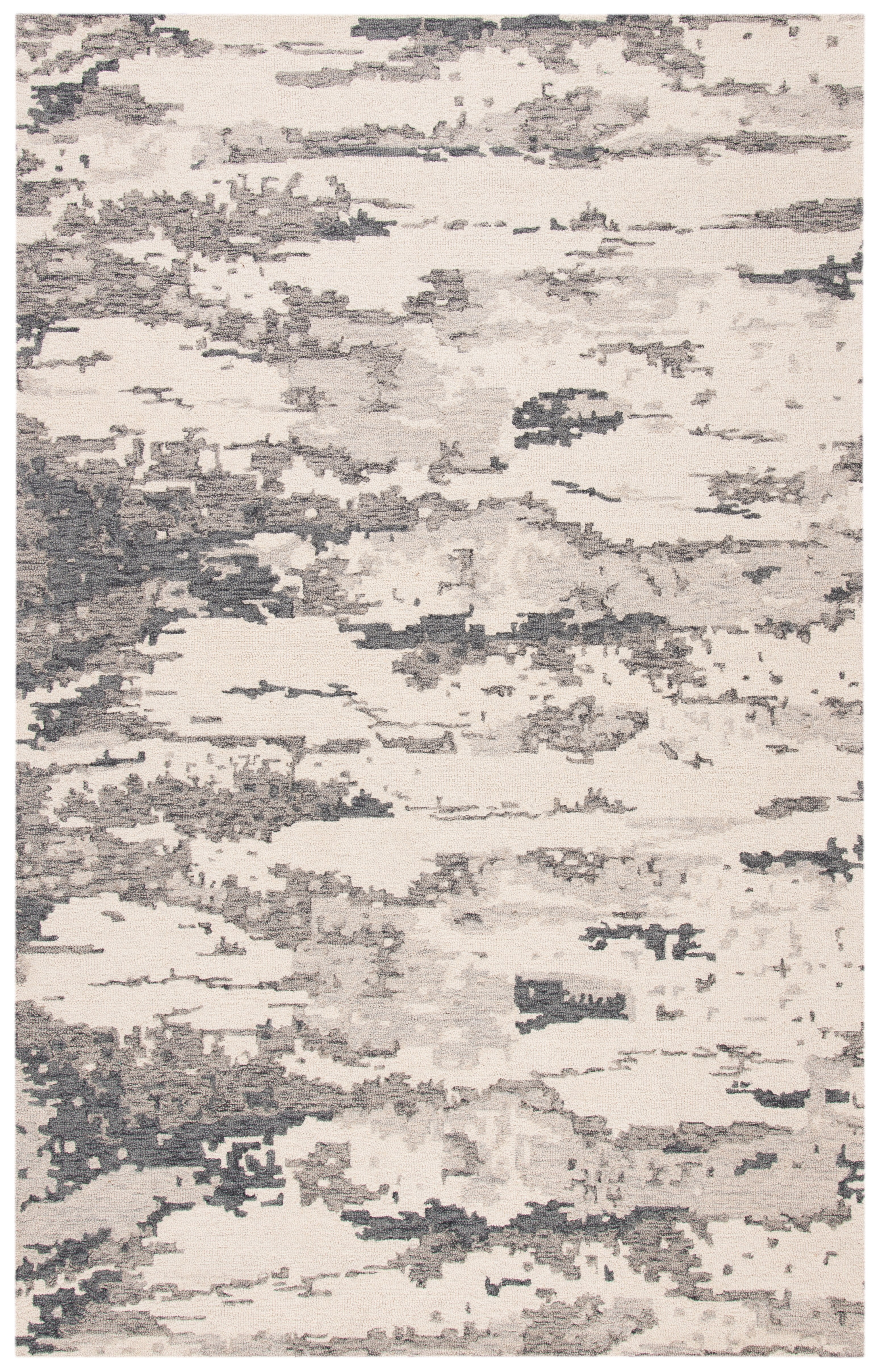 SAFAVIEH Abstract Seachlann Abstract Wool Area Rug, Charcoal/Ivory, 2' x 3'