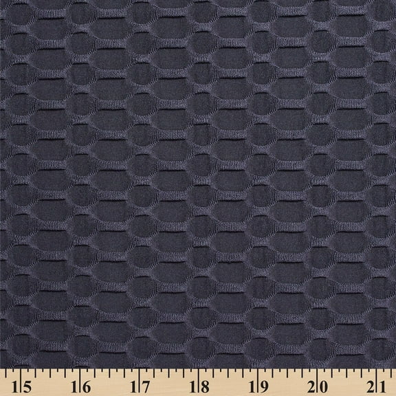 Honeycomb Texture Stretch Knit Navy Solid Fabric by the Yard