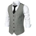 thumbnail image 2 of IROINNID Mens Suit Vest Formal Single Breasted Sleeveless Classic Waistcoat Button Dress Suit Vest,Gray, 2 of 4