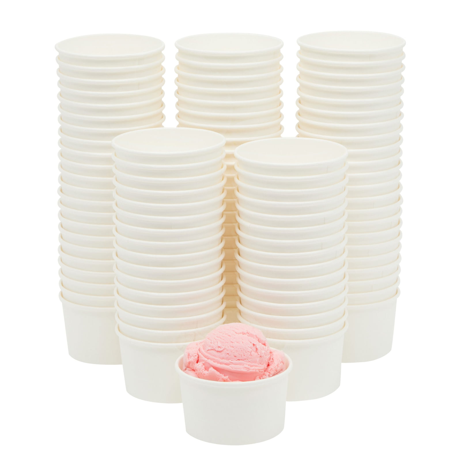 100 Clear Plastic PET Cups To-Go Jello Pudding Ice Cream Yogurt Mousse w/ Lids 