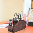 thumbnail image 3 of SITHON Remote Control Holder with 5 Compartments - PU Leather Remote Caddy Desktop Organizer, Brown, 3 of 7