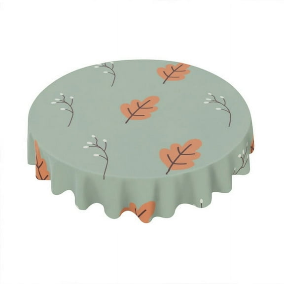 Eveokoki Fall Round Tablecloth,Harvest Tablecloth 60 inch,Acorn Leaves And Wildflower Grass Indoor or Outdoor Holiday Table Harvest Fall Decorations for Home,Dinner