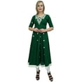 thumbnail image 2 of Bimba Women's Designer Green Tunic Cotton Embroidered Anarkali Kurti Dress-10, 2 of 5