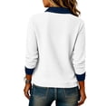 thumbnail image 4 of Womens Waffle Knit Tops Cotton Long Sleeve Denim Patchwork Sweater Collared Button Pullover Casual Fall Tunics, 4 of 5
