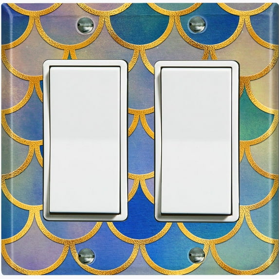 Metal Light Switch Plate Outlet Cover Mermaid Blue MER003