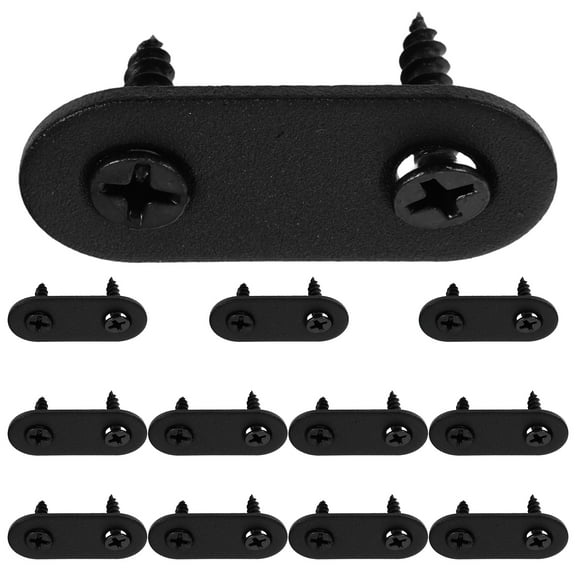OUNONA 12 Sets Black Flat Straight Stainless Steel Shelf Brackets with Screws for Wood Cabinets Furniture Repair and Fixing