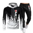 thumbnail image 2 of Traje con capucha de marca de alta calidad para otoño e invierno, Sudadera con capucha de moda de ocio para hombre, pantalones de marca, traje informal para correr, ropa deportiva, sudadera, 2 of 5