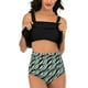 thumbnail image 5 of Trajes de baño para mujer, dos piezas, Tankini, parte superior con volantes, Control de barriga, parte inferior de cintura alta, trajes de baño, conjunto de Bikini Ofspeizc WRMH-1299-16, 5 of 7
