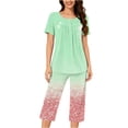 thumbnail image 4 of Tnhcen 2 Piece Women's Tie Dye Short Sleeve Lounge Pajamas Set Capri Pants with Pockets Homewear S-3XL, 4 of 6