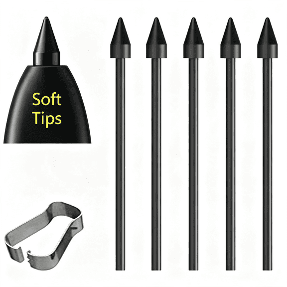 XIBUFE 5Pack Soft Tips】 S24 Ultra Pen Tips,Nibs Replacement for Samsung Galaxy Tab S8\/S8 ,S9\/S9 \/S9 Ultra\/S9 Fe All Verison Stylus S Pen Replacement Tips\/Nibs Tweezers (5*Black)