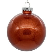 Vickerman 6" Clear Ball Christmas Ornament with Bittersweet Glitter Interior, 4 Pieces per bag