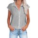 thumbnail image 1 of Qucoqpe - Blusas de verano para mujer, tallas grandes, manga corta, botones, cuello en V, moda informal, lisas, holgadas, de lino y algodón, en oferta, 1 of 5