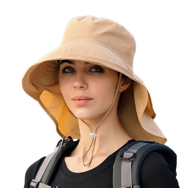 CSChome Fisherman Hat Wide Brim Shawl Design Windproof Fisherman Hat Lightweight Ponytail Visor Hat