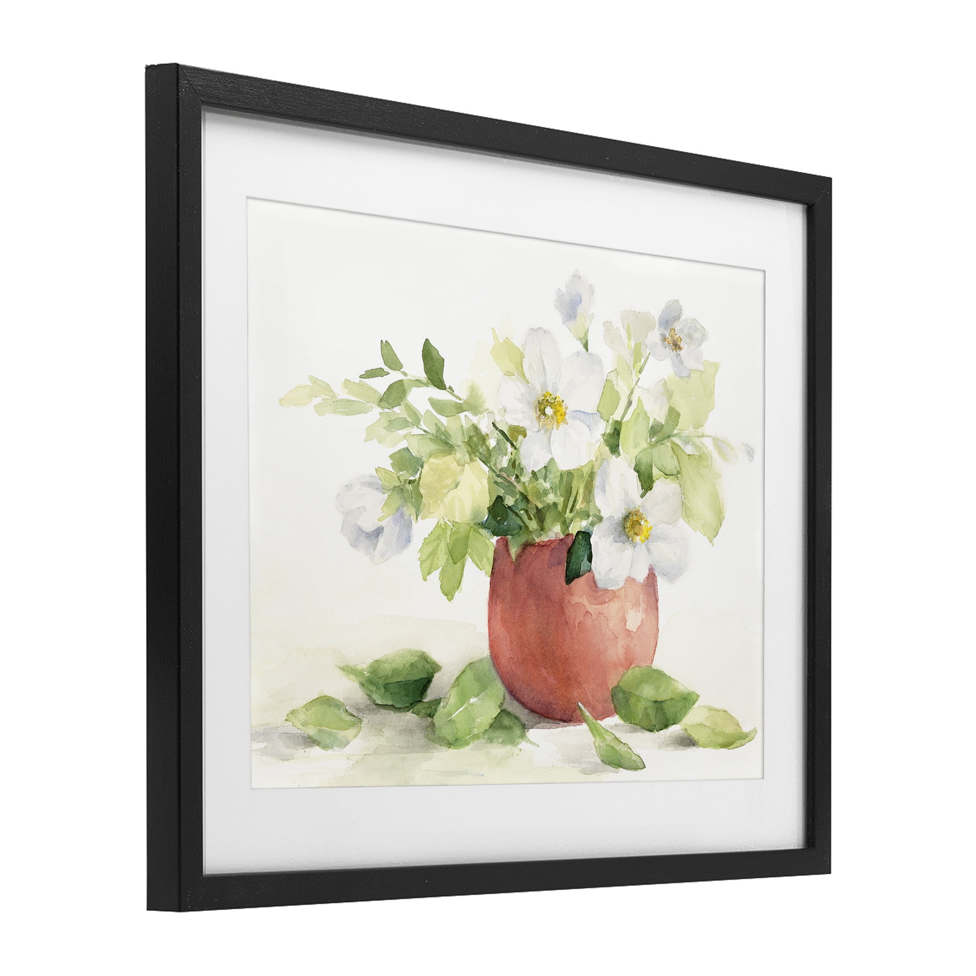 Stupell Industries White Anemones in Copper Vase Black Framed Print Under Glass, design by Lanie Loreth