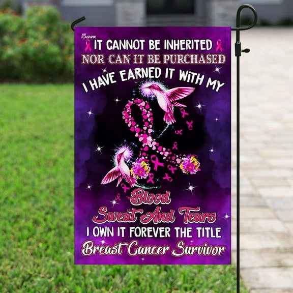 Flagwix Breast Cancer Decoration, Breast Cancer Survivor Message Cool Flag In October - Garden Flag (12x18)