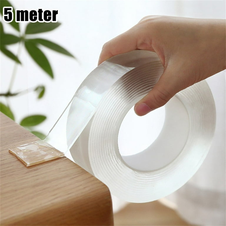 Nano Double Adhesive Tape,Clear No Trace Waterproof Reusable Adhesive Strip  for Wood/Metal/Paper/Glass,5 Meter