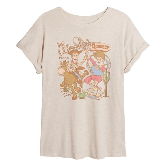 Toy Story - Woodys Roundup - Juniors Oversized Graphic T-Shirt