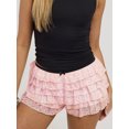 thumbnail image 3 of Rdhnmea Women Flower Lace Shorts Elastic Waist Layered Ruffle Mini Cake Shorts, 3 of 5