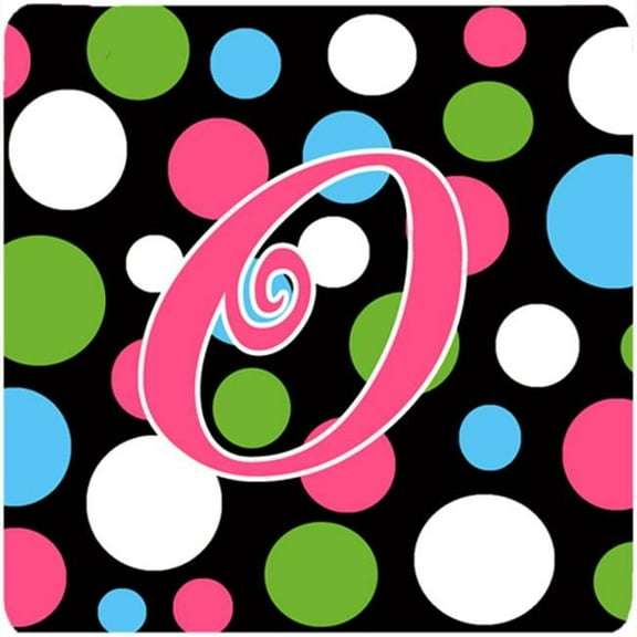 Monogram - Polkadots And Pink Foam Coasters - Set 4, Initial Letter O