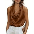 thumbnail image 6 of Satin Tank Tops for Women Dressy Sleeveless Cowl Neck Tops Elegant Satin Silk Blouse Trendy Summer Vacation Outfits Blusas De Seda Para Mujer, 6 of 9