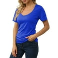 thumbnail image 4 of WTXUE T-Shirts Short Sleeve, Deep V-Neck Shirts for Women's Deep V Neck T Shirt Cotton Solid | Casual for Women Blue 4XL, 4 of 6
