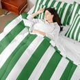 thumbnail image 5 of Manfei Classic Stripe King Bedding,Modern Geometric King Bed in a Bag, Green White, Reversible 7pcs, 5 of 6