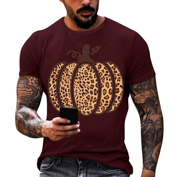 Mens Halloween Shirt Cute Ghost Print Halloween T Shirts Cotton Blended Short Sleeve Halloween Tee Tops