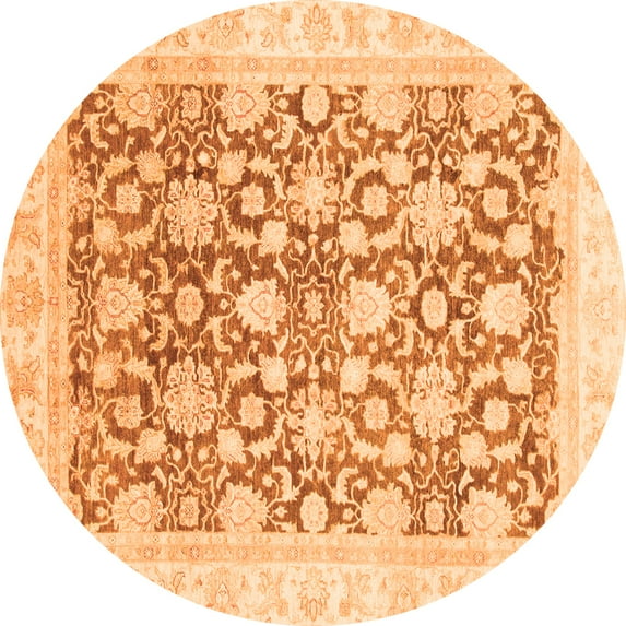 Ahgly Company Indoor Round Oriental Orange Traditional Area Rugs, 6' Round