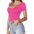 thumbnail image 2 of Women's Scoop Neck Short Sleeve Long Sleeve Slim Fit T Shirt Tunic Tops Tee, 2 of 3