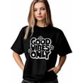 thumbnail image 1 of Good Vibes Only Women's T-Shirt, Short Sleeve Tee Shirts Casual Tops Wild Flower Crewneck T Shirt for Women, 1 of 8