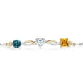 thumbnail image 2 of Gem Stone King 925 Silver and 10K Yellow Gold London Blue Topaz Moissanite Yellow Citrine and Lab Grown Diamond Tennis Bracelet for Women By Keren Hanan (2.10 cttw, Adjustable up To 9 inch), 2 of 4