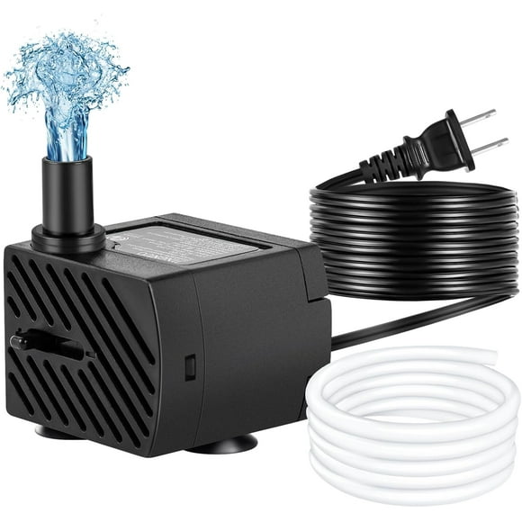 (Gift Of K) No Led Light 3W 50GPH Submersible Pump, Small Fountain Pump with Tube, Submersible Water Pump Compatible with Aquarium, Fish Tank, Indoor or Outdoor Pond Fountain, Statuary h