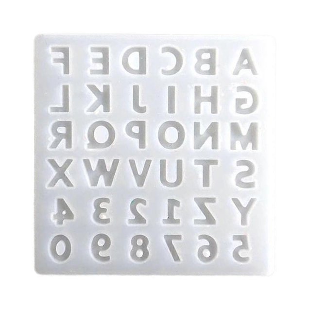 Molde de resina epoxi UV con letras del alfabeto y números para colgantes de joyería hechos a mano