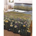 thumbnail image 3 of Quilts Full Size, Spring Floral Soft Comforter Bedding Set for Bed, Farmhouse Botanical Modern Oil Painting Lightweight Quilted Bedspread with Pillow Cover(2 Pieces) for All Season, 78x90 Inch, 3 of 6