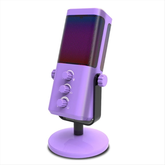 USB Gaming Microphone RGB Condenser Mic with Noise Cancellation Monitoring for Streaming/Recording/ASMR/Video,,1 * USB Microphone 1 * USB Cable,Purple
