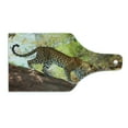 thumbnail image 2 of Zoo Cutting Board, Leopard Panthera Pantus on Tree Nature Reserve Botswana Carnivore Animal, Tempered Glass Cutting and Serving Board, Wine Bottle Shape, Green Pale Brown White, by Ambesonne, 2 of 5