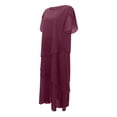 thumbnail image 4 of Alun Chiffon Mother of the Bride Dresses for Wedding Guest Tea Length Tiered Formal Evening Gowns with Sleeves Loose Crewneck Short Sleeve Elegant Maxi Dress Red3 XL, 4 of 7