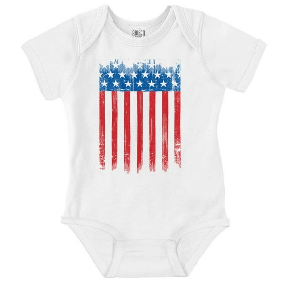USA Vertical Distressed American Flag Romper Boys or Girls Infant Baby Brisco Brands 24M