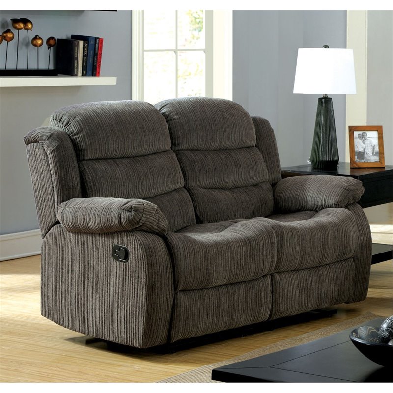 Bowery Hill Fabric Reclining Loveseat in Gray