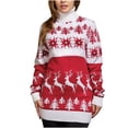 thumbnail image 1 of IROINID Pull Col Roulé pour Femmes Imprimés Graphiques Confortable Mi-Longueur Manches Longues Tempérament Pull Tricoté de Noël, 1 of 8
