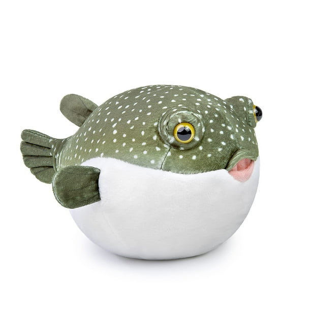Peluche de peluche con forma de pez globo, 18 cm, verde, para niños