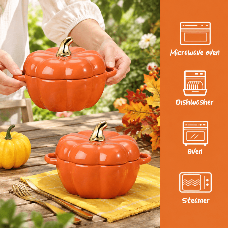 6 Pumpkin Ceramic Bowl 15 Oz Soup Orange - Walmart.com