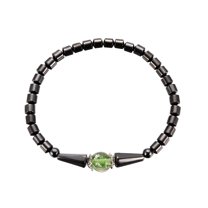 OAVQHLG3B Magnetic Lymph Anklet For Women Ladies Personality Fashion Oval Magnetic Black Gallstone Beaded Beach Anklet